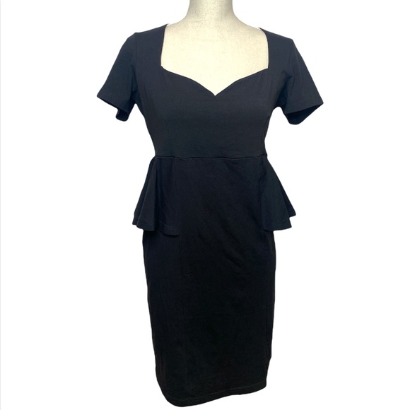 ASOS Maternity Black Peplum Short Sleeve Dress Size US 10 NWT - Picture 1 of 7